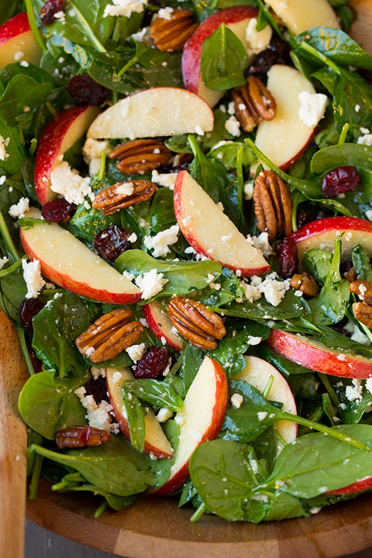 Apple Pecan Spinach Salad with Maple Cider Vinaigrette