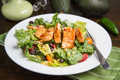 BBQ Chicken Salad with Creamy Avocado Dressing