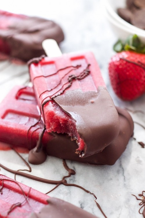 CHocolate Dipped Strawberry Red Wine Popsicles