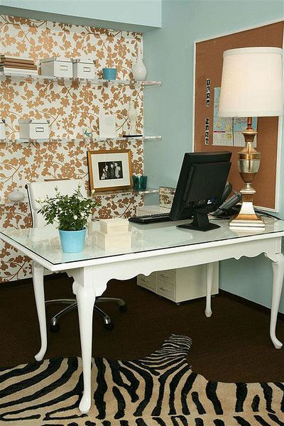 Add a focal wall behind your small office desk space to make it seem larger
