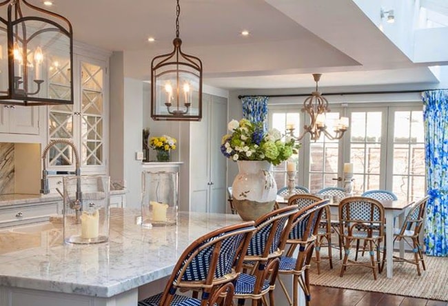 Gorgeous Blue and White Kitchen Inspiration via A Blissful Nest 