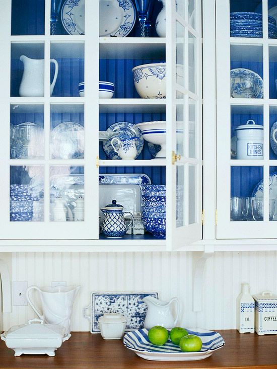 Gorgeous Blue and White Kitchen Inspiration via A Blissful Nest 