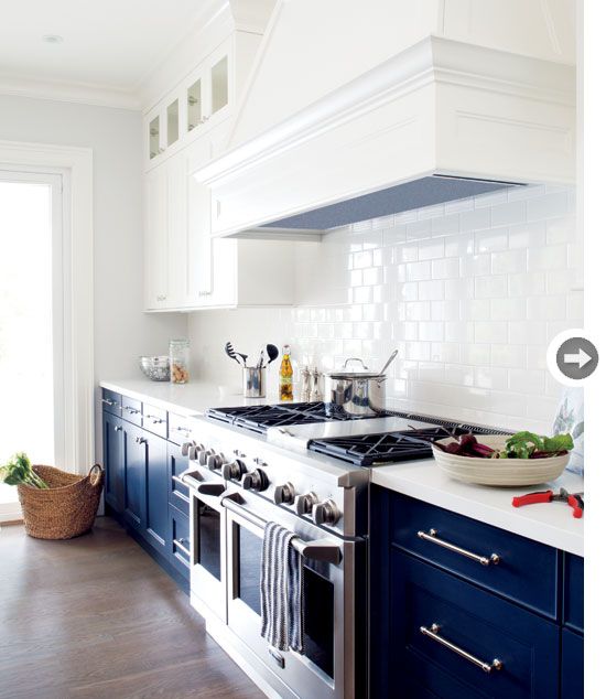 Gorgeous Blue and White Kitchen Inspiration via A Blissful Nest