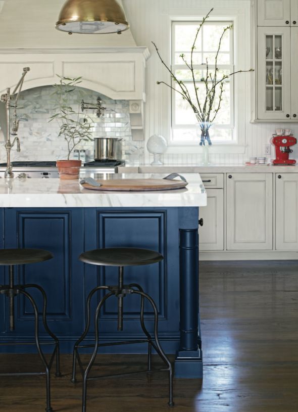 Gorgeous Blue and White Kitchen Inspiration via A Blissful Nest 