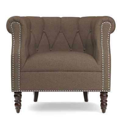 Adore the nailhead on this accent chair! 25 of the best affordable accent chairs on ablisfulnest.com