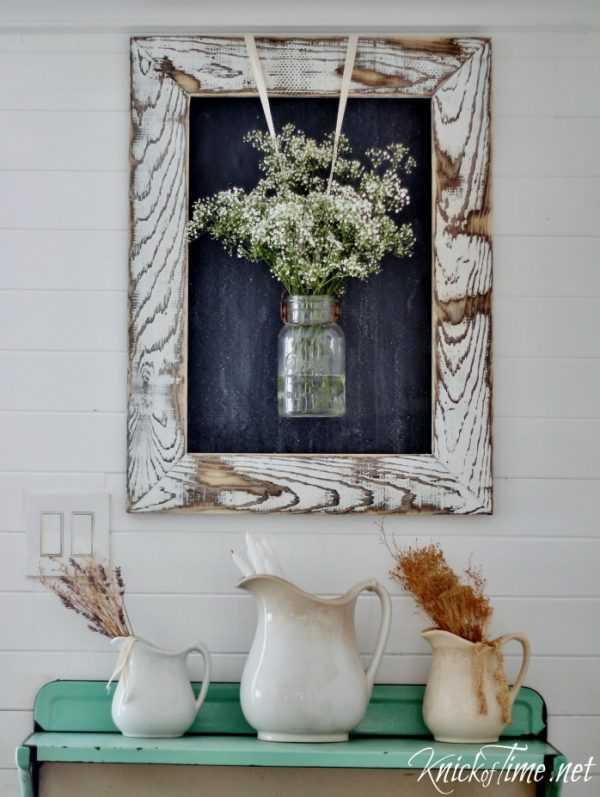 DIY Rustic Wooden Frame by Knick of Time, 20 DIY Farmhouse Projects 
