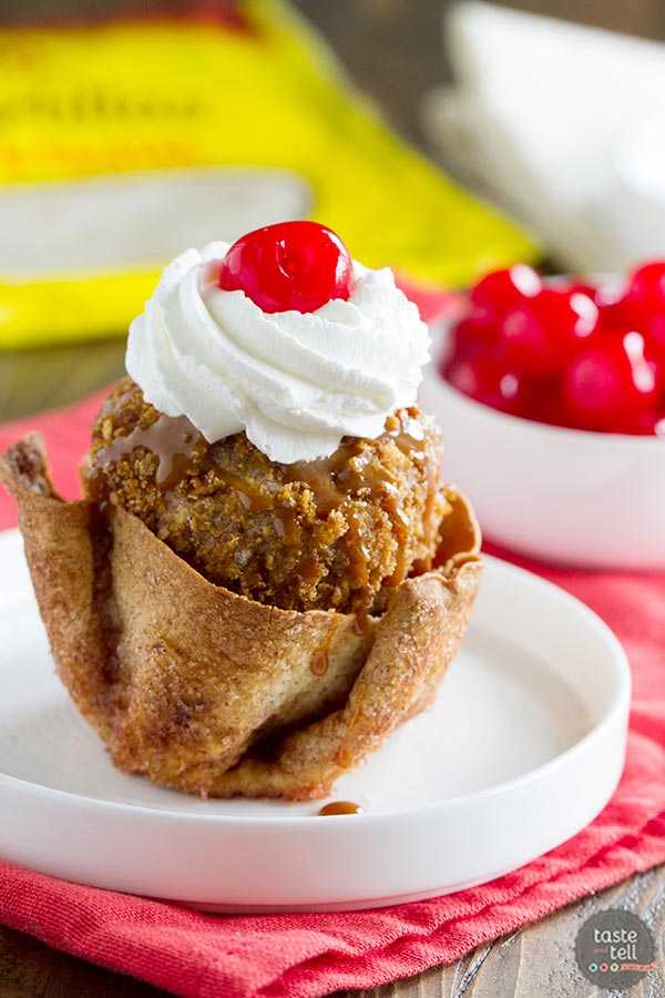 Fried Ice Cream with Cinnamon Sugar Tortilla Bowls, Cinco De Mayo Food and Drink Ideas 