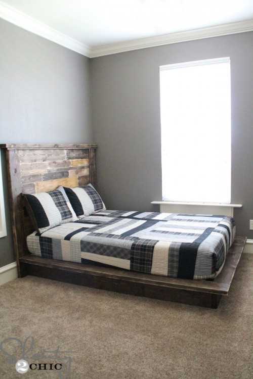 DIY Platform Bed, 20 Amazing Pallet Projects via A Blissful Nest
