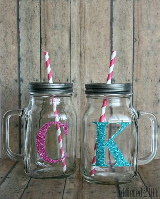 Glitter Monogram Mason Jar, 20 Ways to Use Mason Jars 