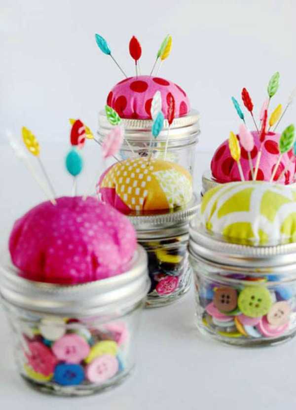Pin Cushion, 20 Ways to Use Mason Jars 