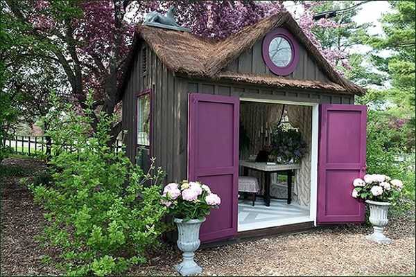 Purple She Shed via Pinterest, The Best She Sheds 