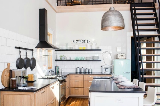 This tiny house kitchen is unbelievable! It looks SO spacious, bright, and functional! HGTV Tiny House, 20 Best Fixer Upper Rooms 