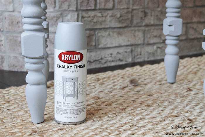 This is such a great review on using Krylon’s new Chalk Spray paint! Everything you need to know to use this method of painting furniture and accessories with a spray chalk paint. Get more information on https://ablisfulnest.com/ #chalkpaint #tablemakeover #diyfurniture