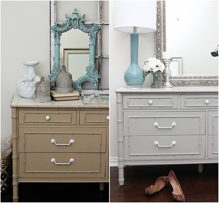 Follow this simple tutorial on how to use chalk furniture paint to makeover a piece of furniture. Such a gorgeous chalk furniture paint dresser makeover by A Blissful Nest. https://ablisfulnest.com/ #chalkpainttutorial #chalkpaintmakeover #dresser #furnituremakeover #bedroomideas
