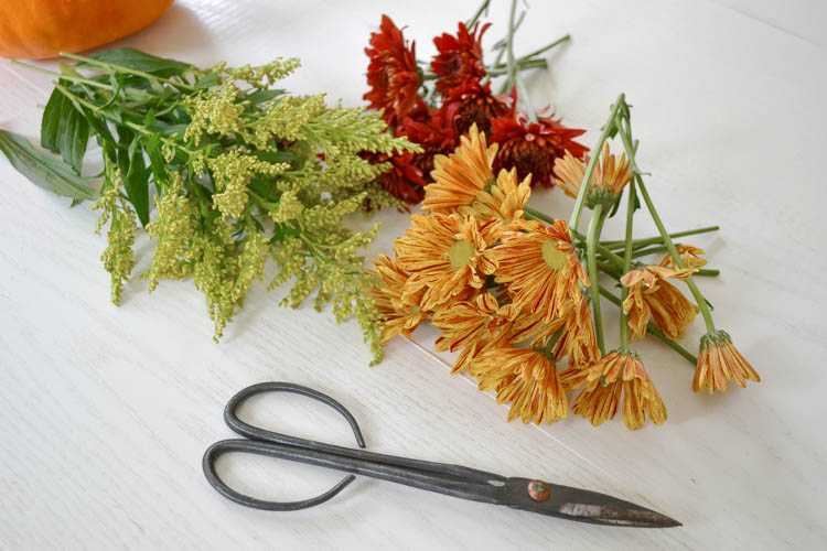 A super cute and simple DIY pumpkin centerpiece idea perfect for a fall table or Thanksgiving table idea! See more on https://ablisfulnest.com/ #falltable #pumpkinideas #falldeco