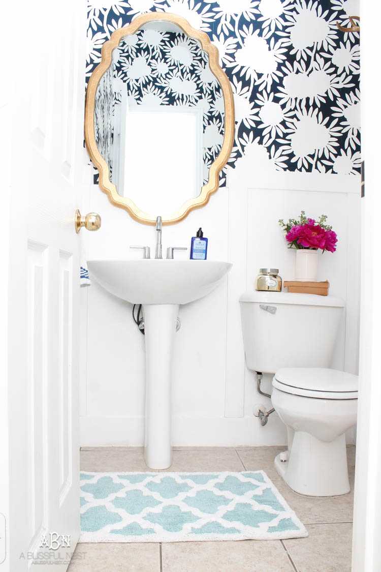 This is such a huge transformation on this bathroom with not many updates. Checkout how with a few simple changes you can get a wow factor bathroom remodel. See more on https://ablisfulnest.com/ #bathroomremodel #bathroommakeover #ad #deltafaucet