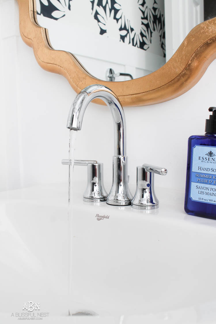 This is such a huge transformation on this bathroom with not many updates. Checkout how with a few simple changes you can get a wow factor bathroom remodel. See more on https://ablisfulnest.com/ #bathroomremodel #bathroommakeover #ad #deltafaucet