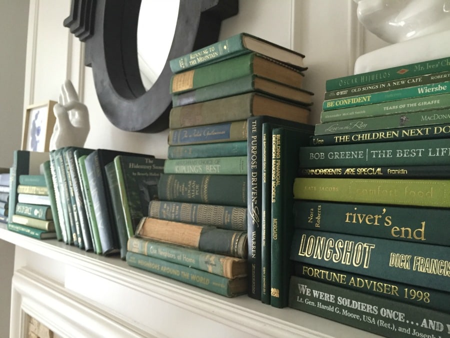 Collect Books for a DIY vintage inspired book Christmas tree. See how to make it at https://ablisfulnest.com/ #Christmas #ChristmasDecor #DecoratingWIthBooks
