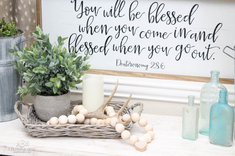 I can not believe how expensive prayer beads normally are! This DIY farmhouse wood prayer bead tutorial is so easy to make and only cost . What an amazing and easy DIY Farmhouse decor project! See more on https://ablisfulnest.com/ #farmhousedecor #farmhousestyle