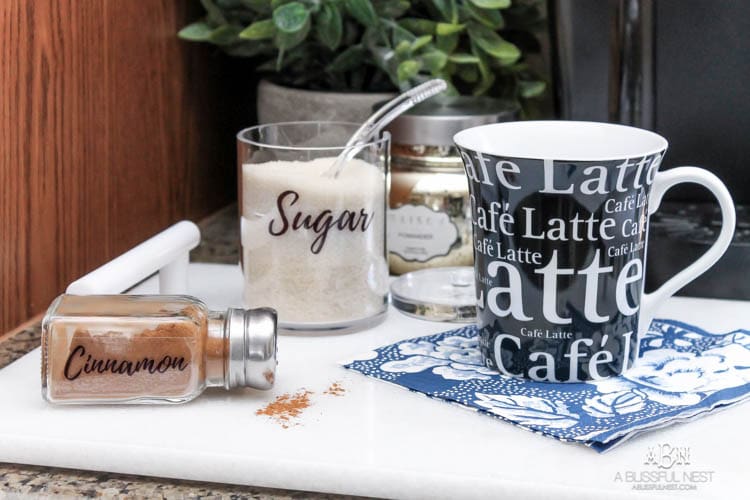 This is such a great idea! Transform a dead cabinet space with these coffee cabinet organization ideas! See more on https://ablisfulnest.com/ #coffee #coffeestation