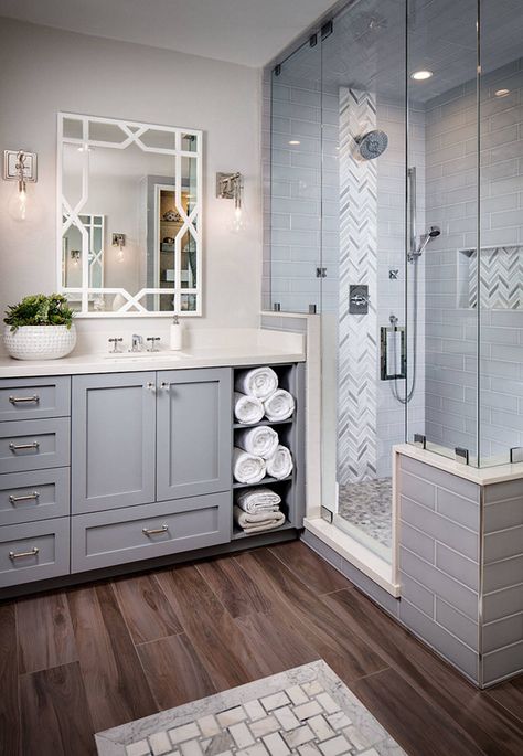 These bathroom design ideas are just gorgeous and inspiring! Making sure to bookmark these for later! See more on https://ablisfulnest.com/ #bathroom #bathroomideas #bathroomdecor