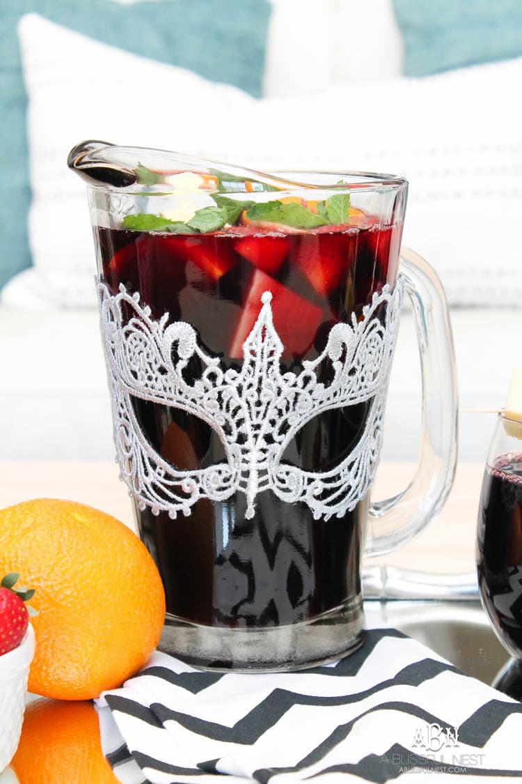 This is such a delicious sangria drink recipe celebrating Girl's Night In and the release of Fifty Shades Darker movie on dvd! See more on https://ablisfulnest.com/ #ad #drinkrecipe #FiftyShadesDarker