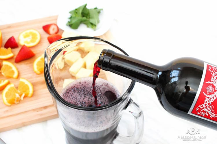 This is such a delicious sangria drink recipe celebrating Girl's Night In and the release of Fifty Shades Darker movie on dvd! See more on https://ablisfulnest.com/ #ad #drinkrecipe #FiftyShadesDarker