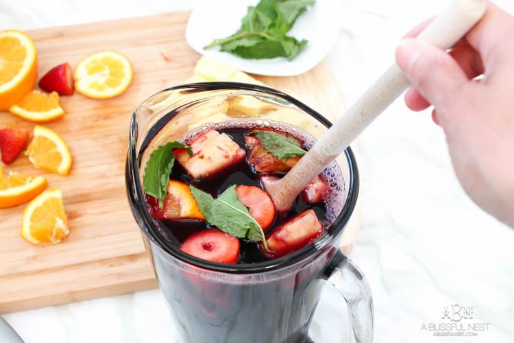 This is such a delicious sangria drink recipe celebrating Girl's Night In and the release of Fifty Shades Darker movie on dvd! See more on https://ablisfulnest.com/ #ad #drinkrecipe #FiftyShadesDarker