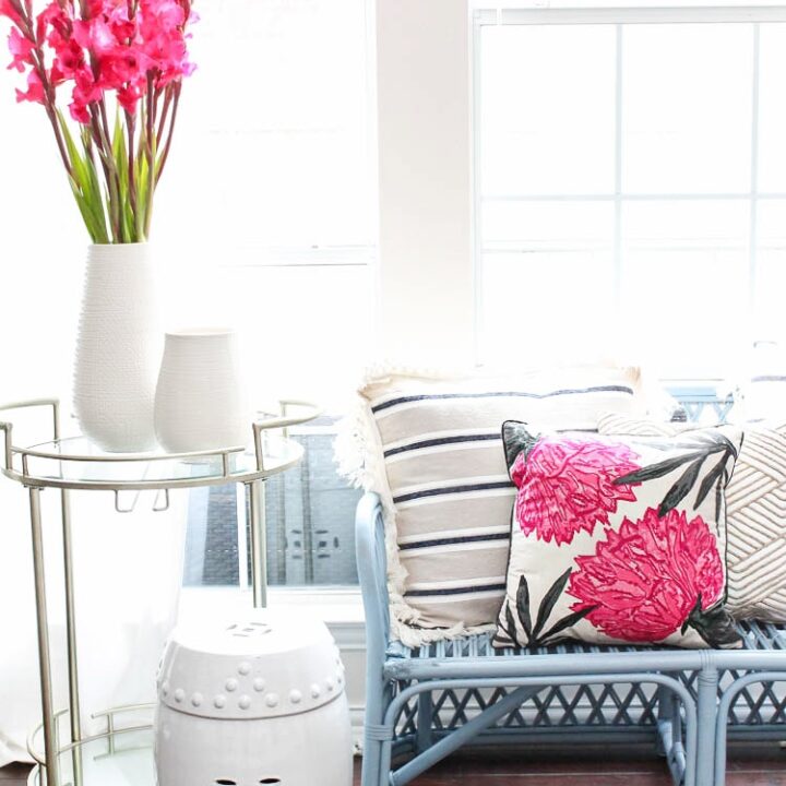 This is such an amazing transformation on this DIY rattan bench makeover! I love the new Devine paint colors from Target!! #ad #DevineTargetStyle
