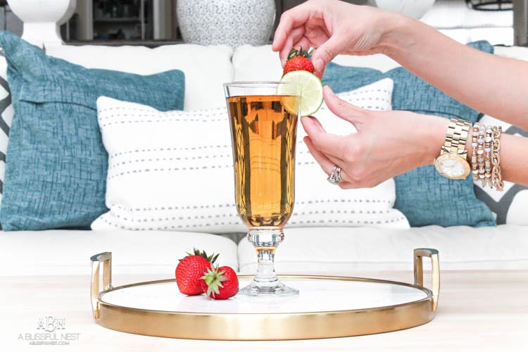 This is such a delicious beer cocktail recipe! Love the mix of strawberries and lime. See more on https://ablisfulnest.com/ #ad #totalwine #cocktailrecipe