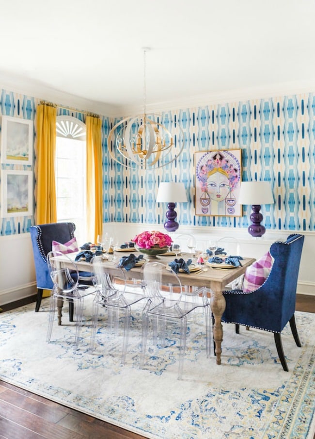 Gorgeous dining room ideas with color for a designer look and unique design ideas! see more on https://ablisfulnest.com/ 