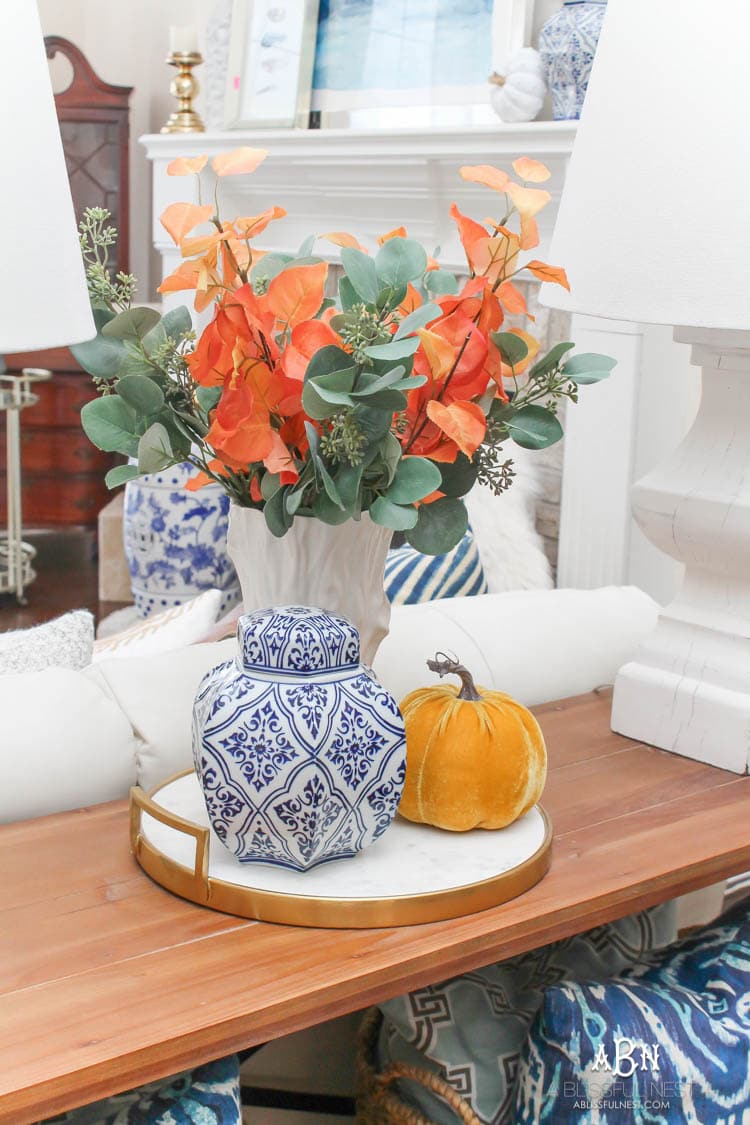 Full of rich jewel tones for fall, come visit my fall home tour! See more on https://ablisfulnest.com/ #ABlissfulNest #falldecor #falldecorideas #fall