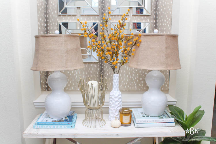 Full of rich jewel tones for fall, come visit my fall home tour! See more on https://ablisfulnest.com/ #ABlissfulNest #falldecor #falldecorideas #fall