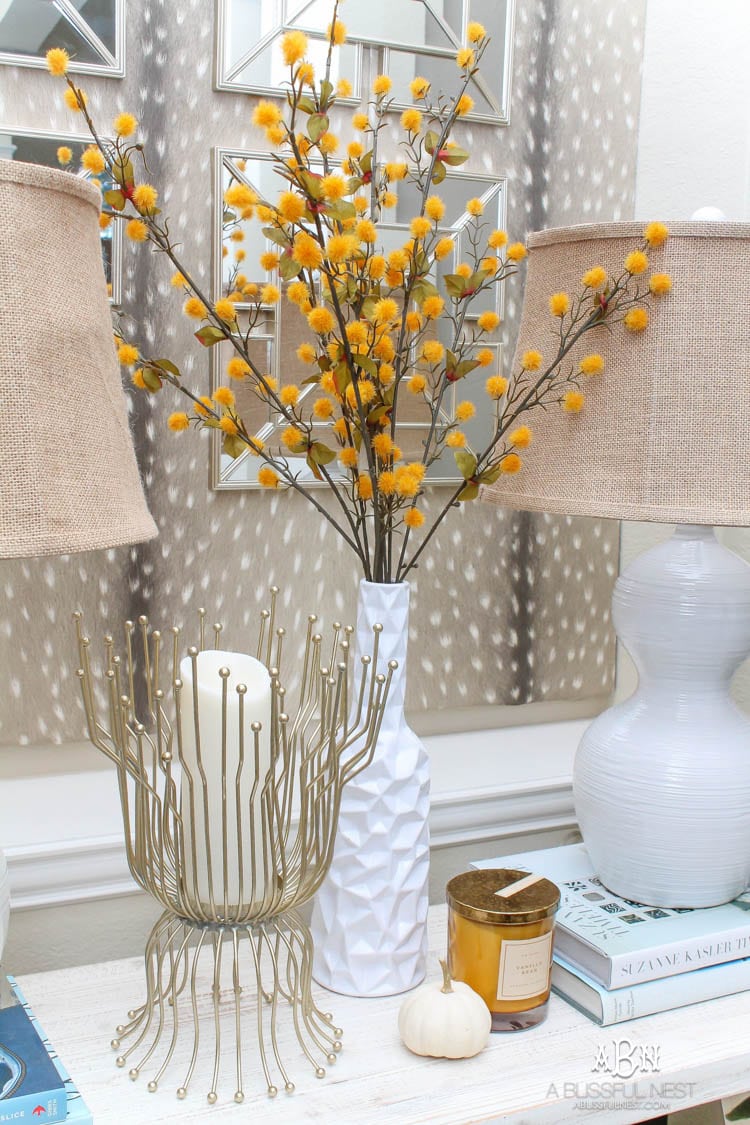 Full of rich jewel tones for fall, come visit my fall home tour! See more on https://ablisfulnest.com/ #ABlissfulNest #falldecor #falldecorideas #fall