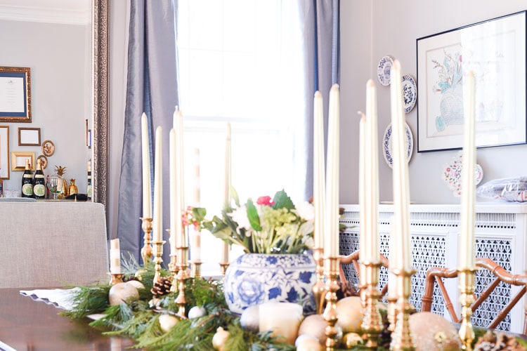 How to style your holiday table and mantel with vintage inspired holiday décor pieces, for more visit https://ablisfulnest.com #holidaydecor #holidaytablescape #holidaymantel