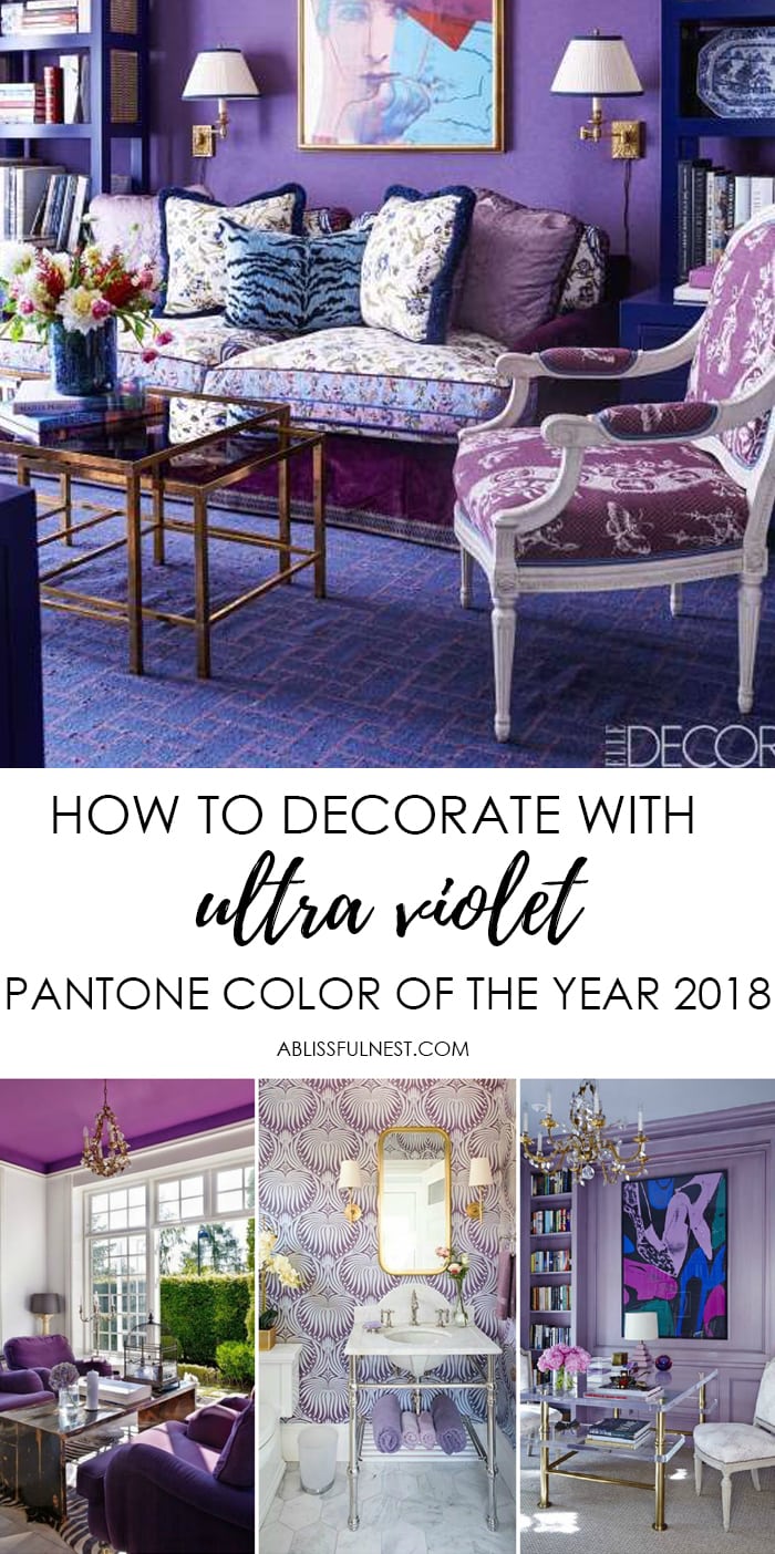 Love this guide on how to use Pantone's color of the year - Ultra Violet! #pantonecoloroftheyear #ultraviolet #colorguide #designtips #homedecorideas