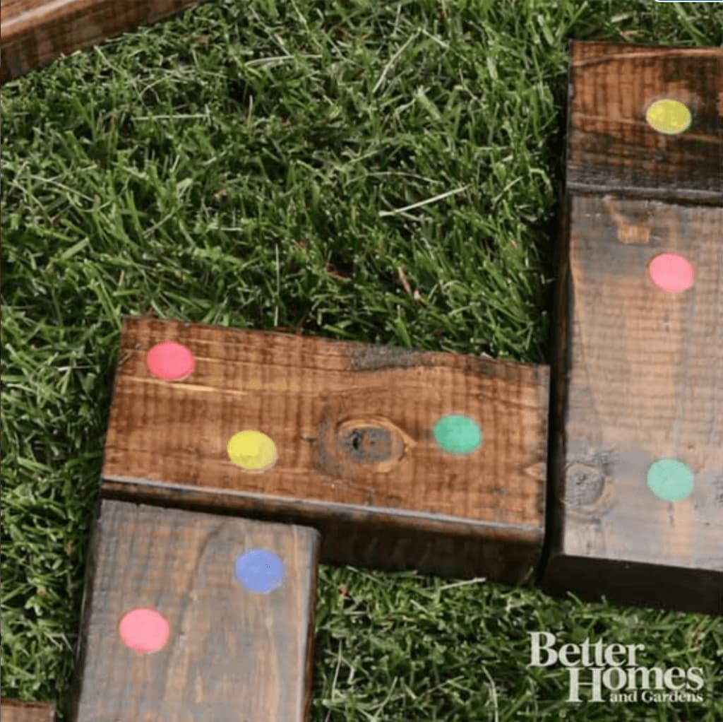 DIY wood yard dominoes on the grass