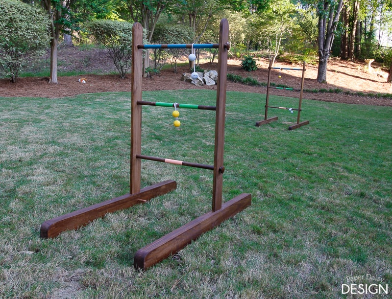 Simple tutorial on making a DIY wood ladder game for the backyard.