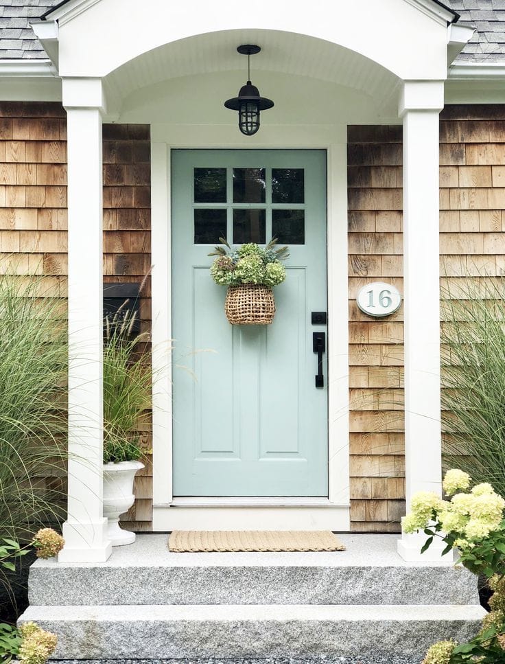 misty aqua paint front door