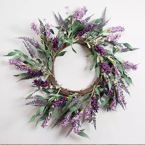 This gorgeous lavender and berry wreath is under ! #ABlissfulNest