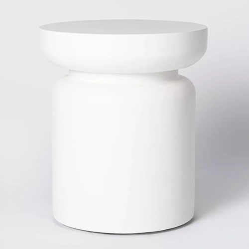 This white accent table is the perfect addition to your patio decor this spring! It's neutral, affordable and a really great and different piece to add into the mix. #ABlissfulNest