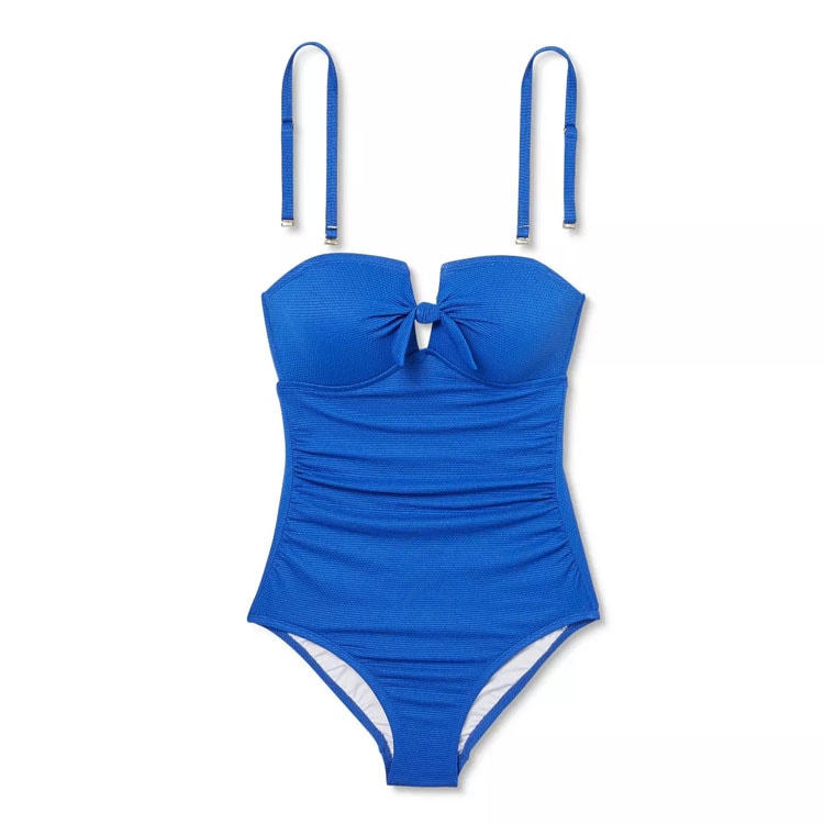 This bliue bandeau swimsuit is under  and so cute for summer! #ABlissfulNest