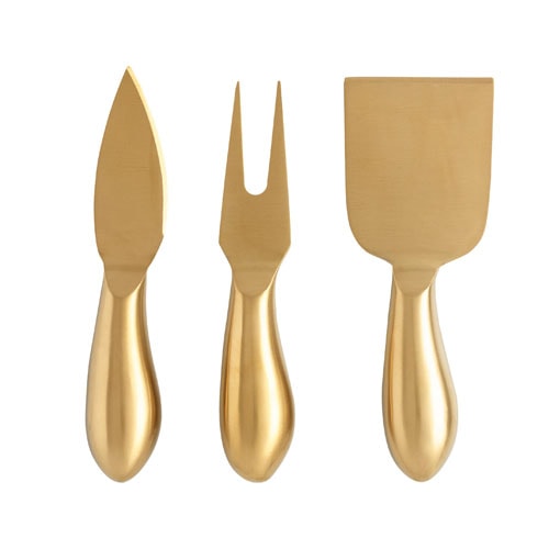 These matte gold cheese knives are under  and perfect to serve with your next charcuterie board! #ABlissfulNest