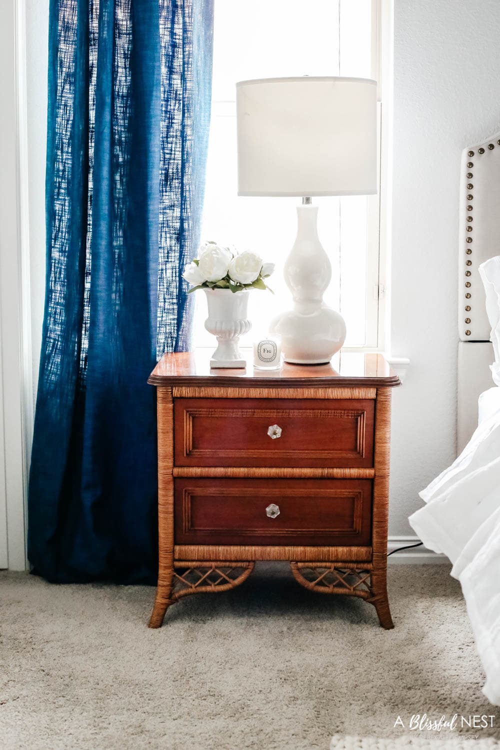 Beautiful vintage antique nightstands from Black Rock Galleries online estate sale auction. #ABlissfulNest #ad #bedroomdecor #bedroomideas