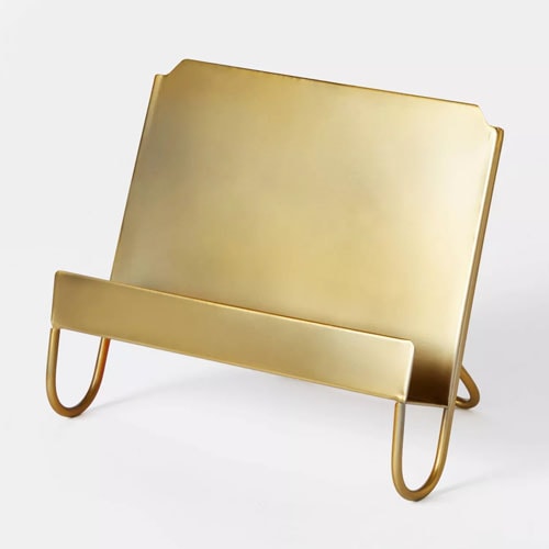 This gold cookbook stand is under  and a great holiday gift for the hostess! #ABlissfulNest