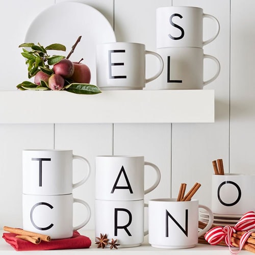 These initial mugs are  and a fun holiday gift idea! #ABlissfulNest
