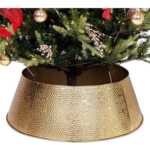 This hammered gold Christmas tree collar is under  and perfect for your tree! #ABlissfulNest