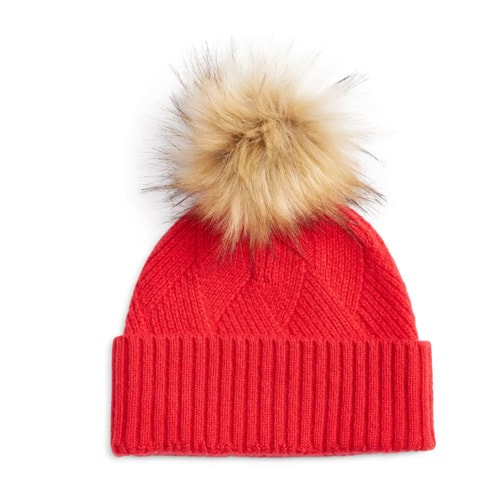 This red pom beanie is a great Valentine's Day gift idea! #ABlissfulNest