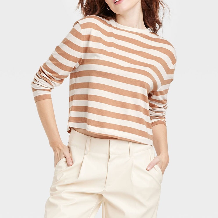 This long sleeve striped tee is only $15! #ABlissfulNest