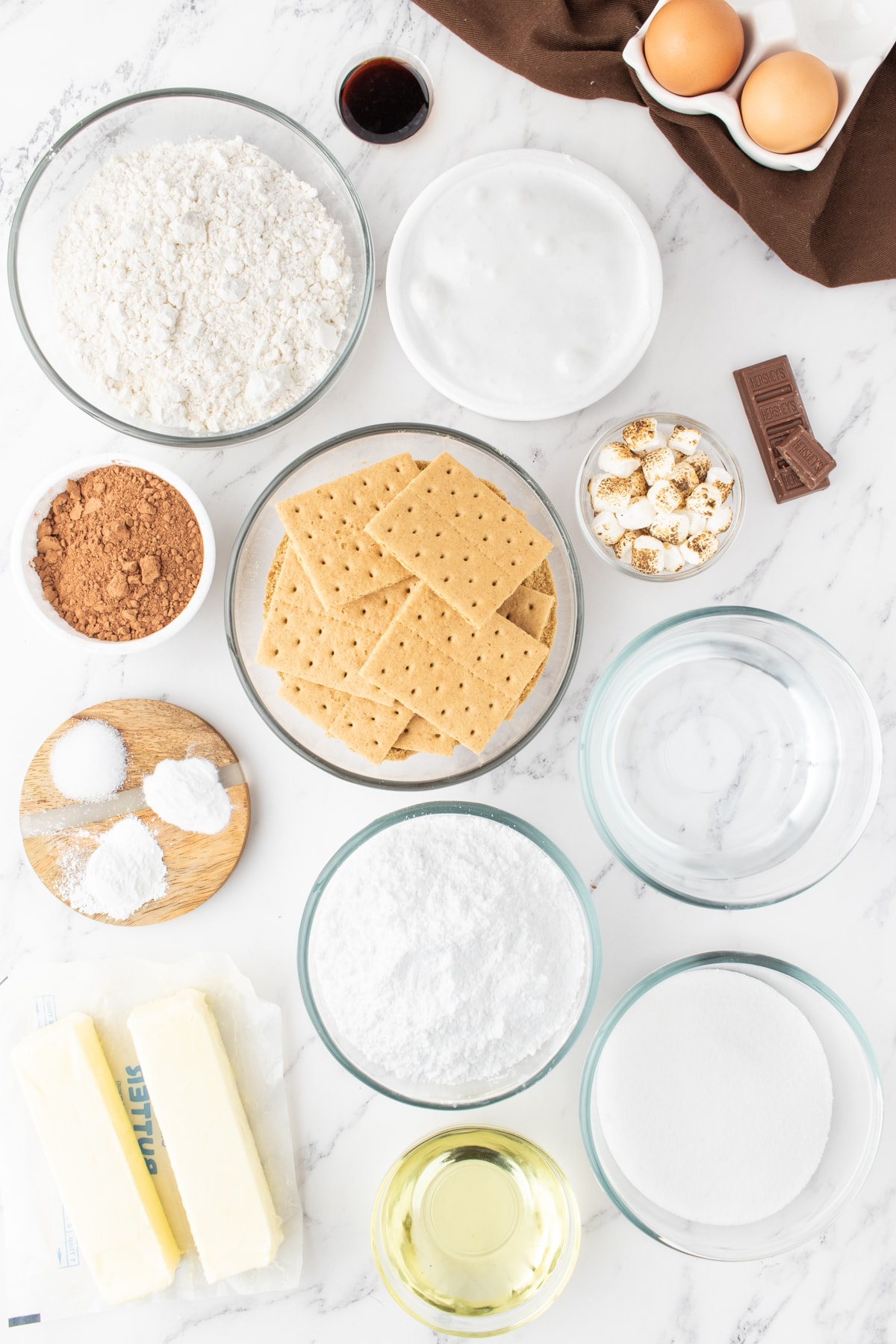 Ingredients in bowls on a counter